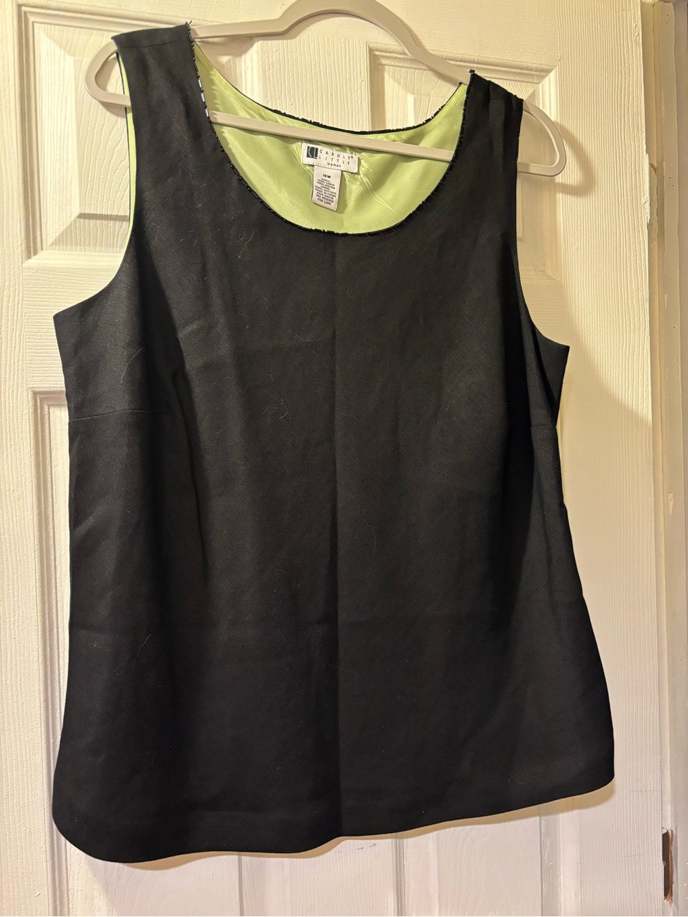 Carole Little Black Tank Top with Lime Green Lining